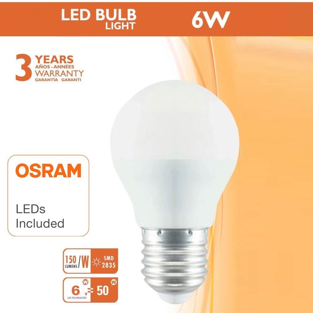 Bombilla LED 6W E27 G45 220º - OSRAM CHIP DURIS E 2835