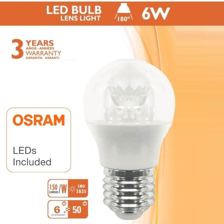 Bombilla LED con Lente 6W E27 G45 180º - OSRAM CHIP DURIS E 2835