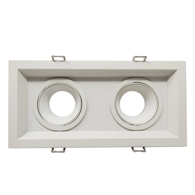 Double swiveling WHITE frame for two GU10-MR16 LED Bulbs