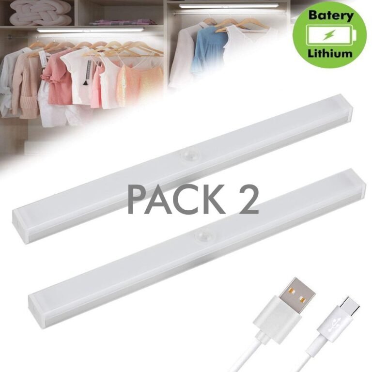 Pack 2 - Luz Armario LED Magnética - Sensor de movimiento - Batería Litio - Recargable USB