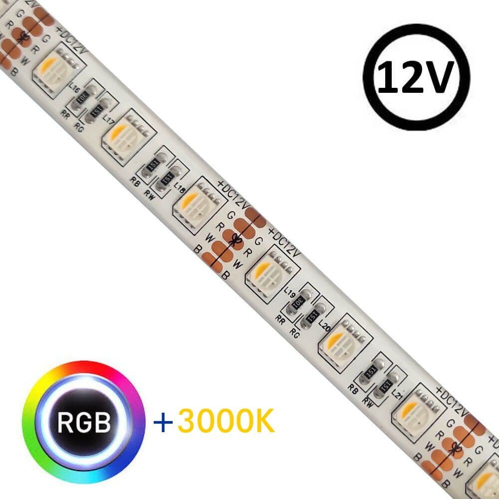 Tira LED 12V | RGBW-3000K | 60xLED/m | 5m | SMD5050 |4200Lm | 14,4W/M | IP65