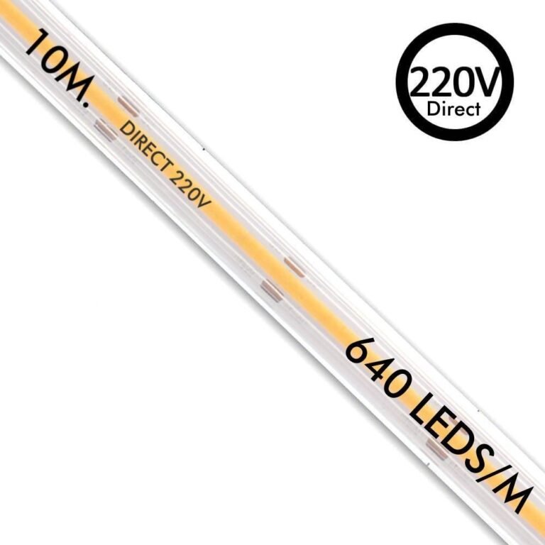 Tira LED COB 220V| 640 LED/m |10m | FLIP CHIP |1650Lm/m |15W/M | CRI90 | IP67