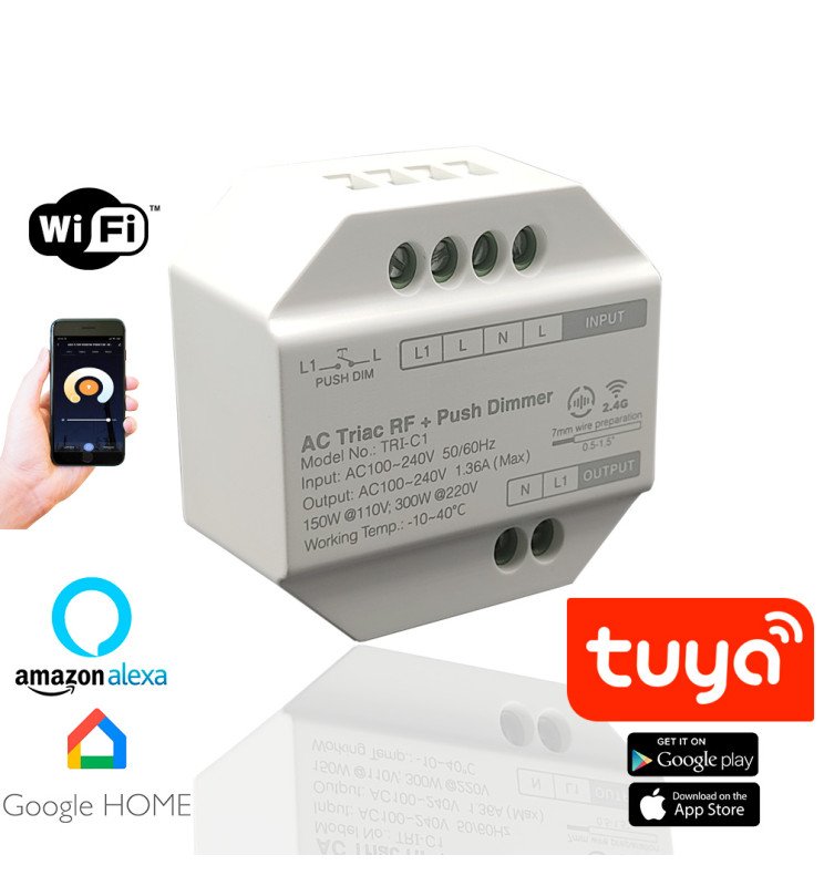 Regulador Para Pulsador De Pastilla Para LED - TRIAC - RF + Push Dimmer