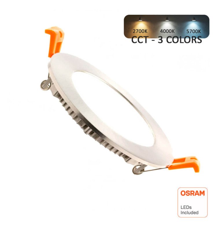 Placa Slim LED Circular 6W Acero Inox - CCT - OSRAM CHIP DURIS E 2835